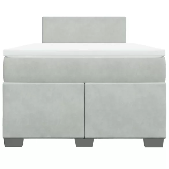 világosszürke bársony rugós ágy matraccal 120 x 190 cm