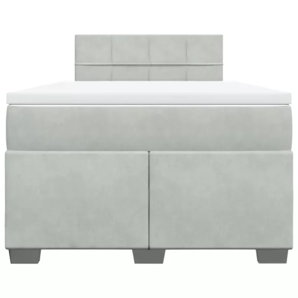 világosszürke bársony rugós ágy matraccal 120 x 190 cm