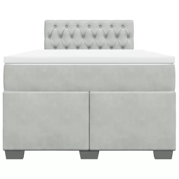 világosszürke bársony rugós ágy matraccal 120 x 190 cm