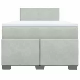 világosszürke bársony rugós ágy matraccal 120 x 200 cm