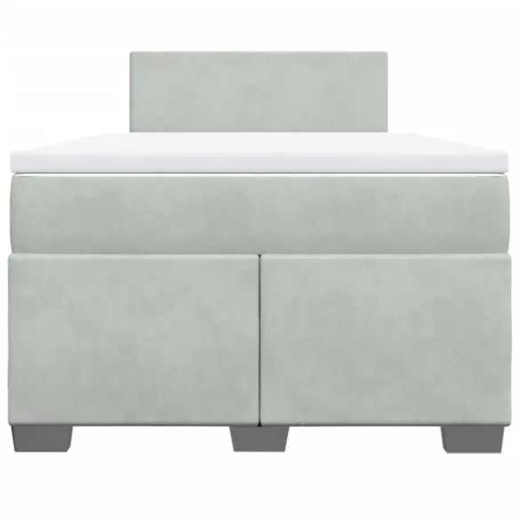 világosszürke bársony rugós ágy matraccal 120 x 200 cm