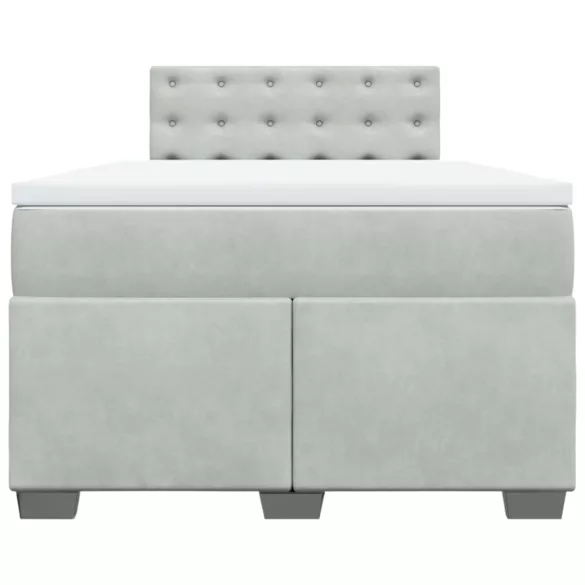 világosszürke bársony rugós ágy matraccal 120 x 200 cm