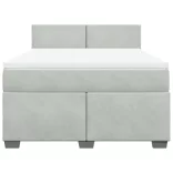 világosszürke bársony rugós ágy matraccal 140x190 cm