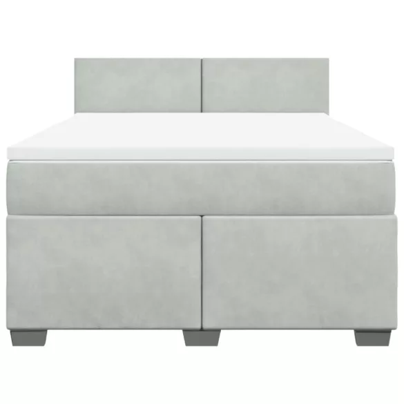 világosszürke bársony rugós ágy matraccal 140x190 cm