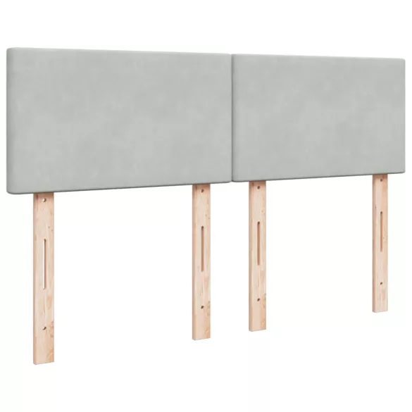 világosszürke bársony rugós ágy matraccal 140x190 cm