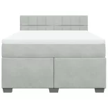 világosszürke bársony rugós ágy matraccal 140x190 cm