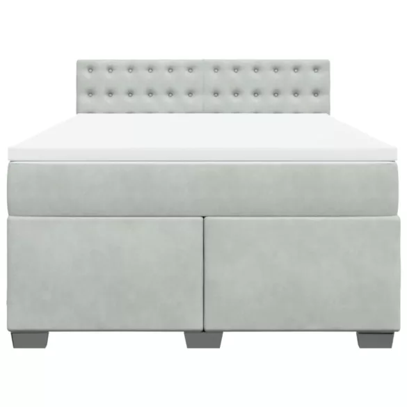 világosszürke bársony rugós ágy matraccal 140x190 cm