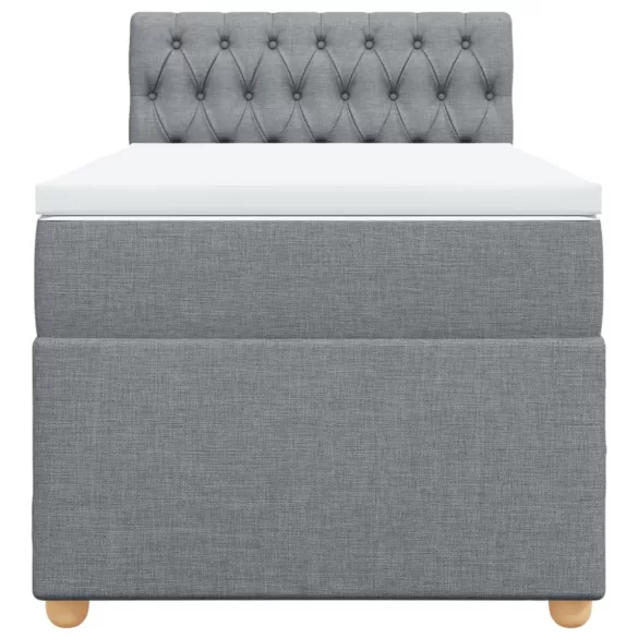 világosszürke szövet rugós ágy matraccal 80 x 200 cm