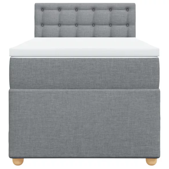 világosszürke szövet rugós ágy matraccal 80 x 200 cm