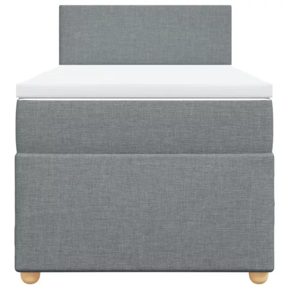 világosszürke szövet rugós ágy matraccal 100 x 200 cm