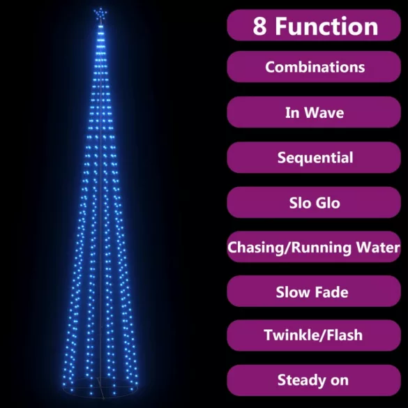 kúp alakú karácsonyfa 752 kék LED-del 160 x 500 cm