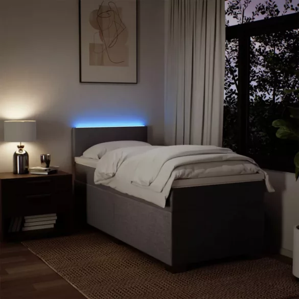 tópszínű szövet rugós ágy matraccal 80 x 200 cm