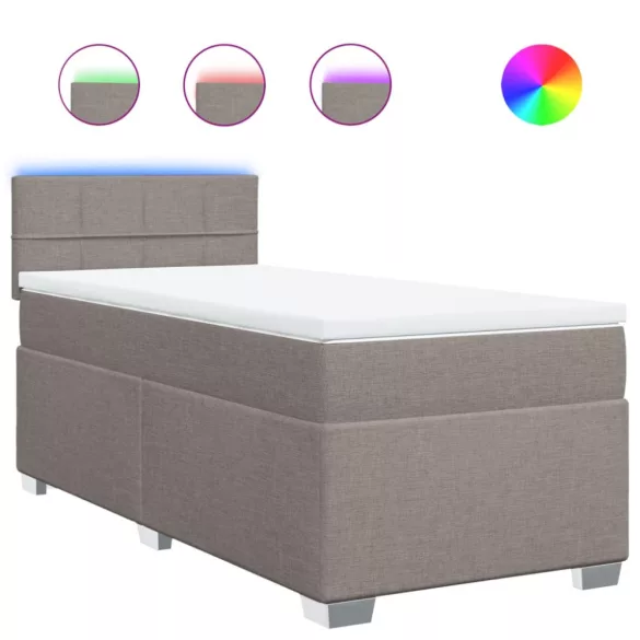 tópszínű szövet rugós ágy matraccal 90 x 190 cm