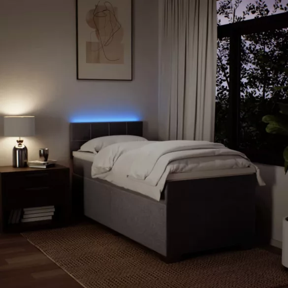 tópszínű szövet rugós ágy matraccal 90 x 190 cm