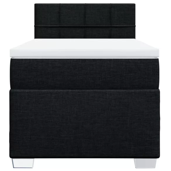 fekete szövet rugós ágy matraccal 90x200 cm