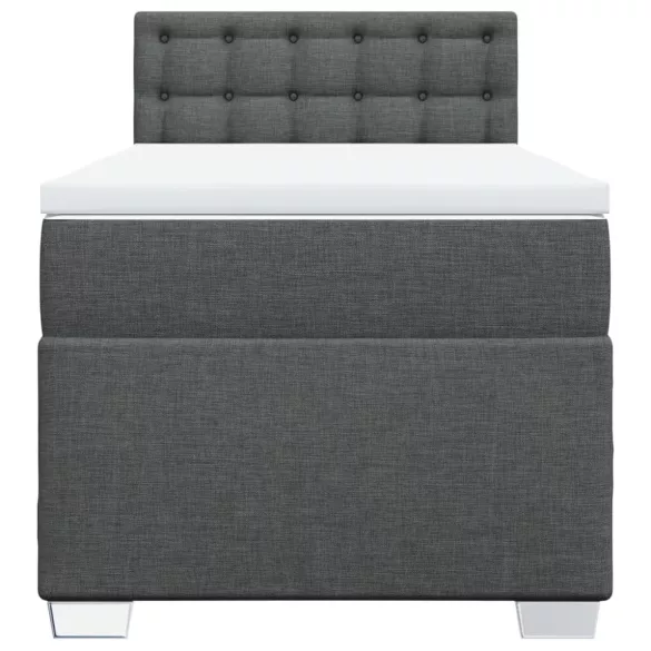 sötétszürke szövet rugós ágy matraccal 100 x 200 cm