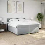 világosszürke szövet rugós ágy matraccal 200 x 200 cm