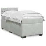 világosszürke bársony rugós ágy matraccal 80 x 200 cm