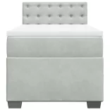 világosszürke bársony rugós ágy matraccal 80 x 200 cm