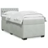 világosszürke bársony rugós ágy matraccal 90x190 cm