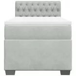 világosszürke bársony rugós ágy matraccal 90x190 cm