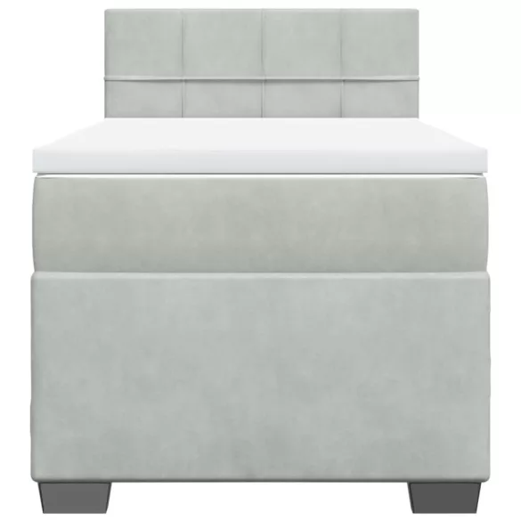 világosszürke bársony rugós ágy matraccal 90x190 cm