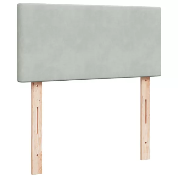 világosszürke bársony rugós ágy matraccal 100 x 200 cm