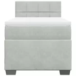 világosszürke bársony rugós ágy matraccal 100 x 200 cm