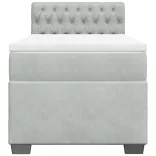 világosszürke bársony rugós ágy matraccal 100 x 200 cm