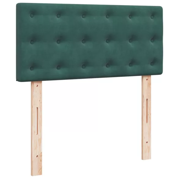 sötétzöld bársony rugós ágy matraccal 100 x 200 cm