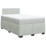 világosszürke bársony rugós ágy matraccal 120 x 190 cm