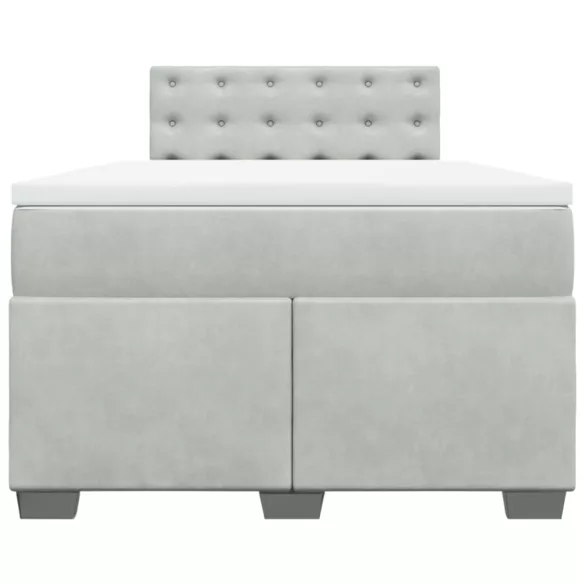 világosszürke bársony rugós ágy matraccal 120 x 190 cm