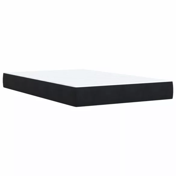 fekete bársony rugós ágy matraccal 120 x 200 cm