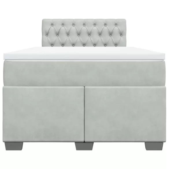 világosszürke bársony rugós ágy matraccal 120 x 200 cm