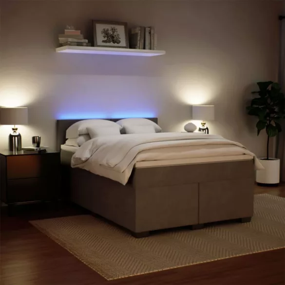 világosszürke bársony rugós ágy matraccal 140x190 cm