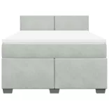 világosszürke bársony rugós ágy matraccal 140x190 cm