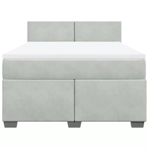 világosszürke bársony rugós ágy matraccal 140x190 cm