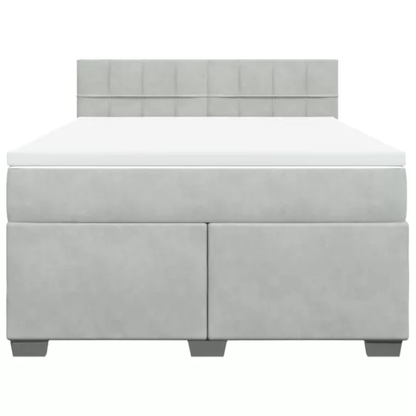 világosszürke bársony rugós ágy matraccal 140x190 cm