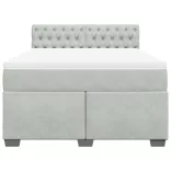 világosszürke bársony rugós ágy matraccal 140x190 cm