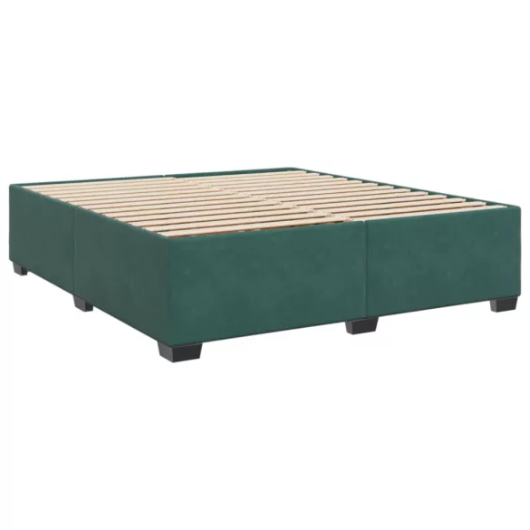 sötétzöld bársony rugós ágy matraccal 200x200 cm