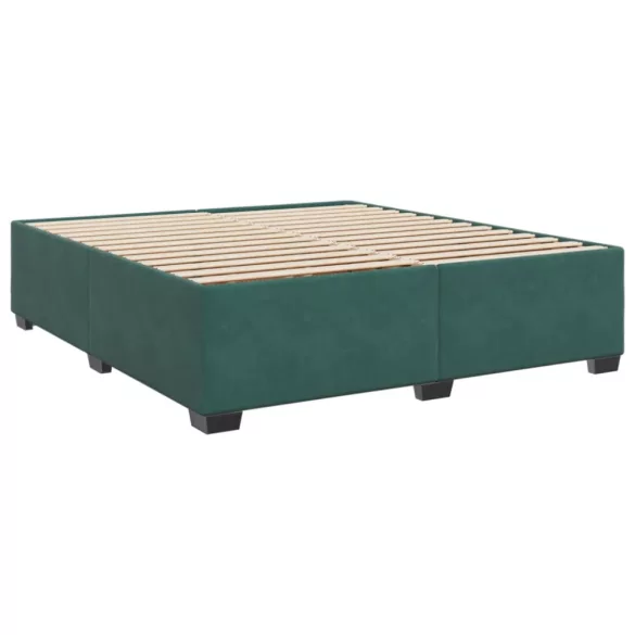 sötétzöld bársony rugós ágy matraccal 200x200 cm