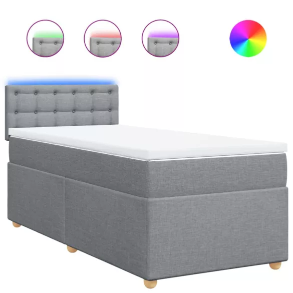 világosszürke szövet rugós ágy matraccal 80 x 200 cm