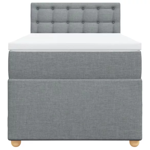 világosszürke szövet rugós ágy matraccal 80 x 200 cm