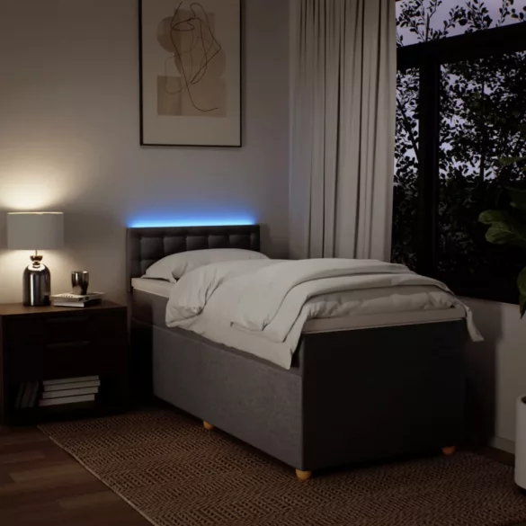 tópszínű szövet rugós ágy matraccal 90 x 200 cm