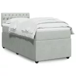 világosszürke bársony rugós ágy matraccal 80 x 200 cm