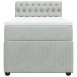 világosszürke bársony rugós ágy matraccal 80 x 200 cm