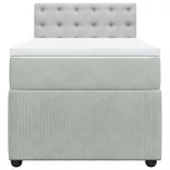 világosszürke bársony rugós ágy matraccal 80 x 200 cm