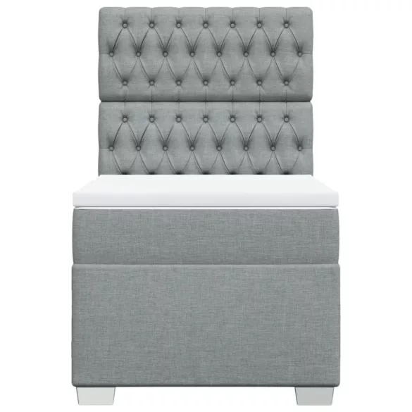 világosszürke szövet rugós ágy matraccal 80 x 200 cm