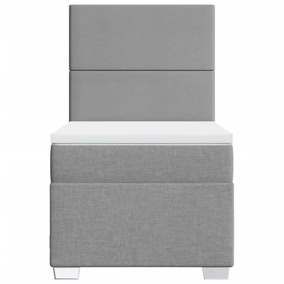 világosszürke szövet rugós ágy matraccal 100 x 200 cm