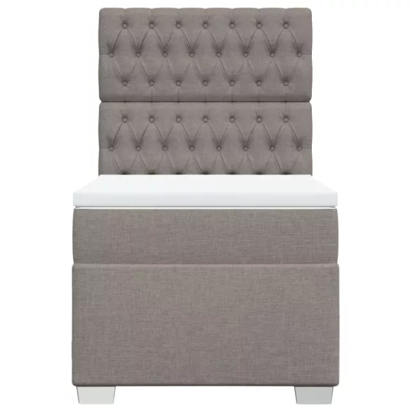 tópszínű szövet rugós ágy matraccal 100 x 200 cm